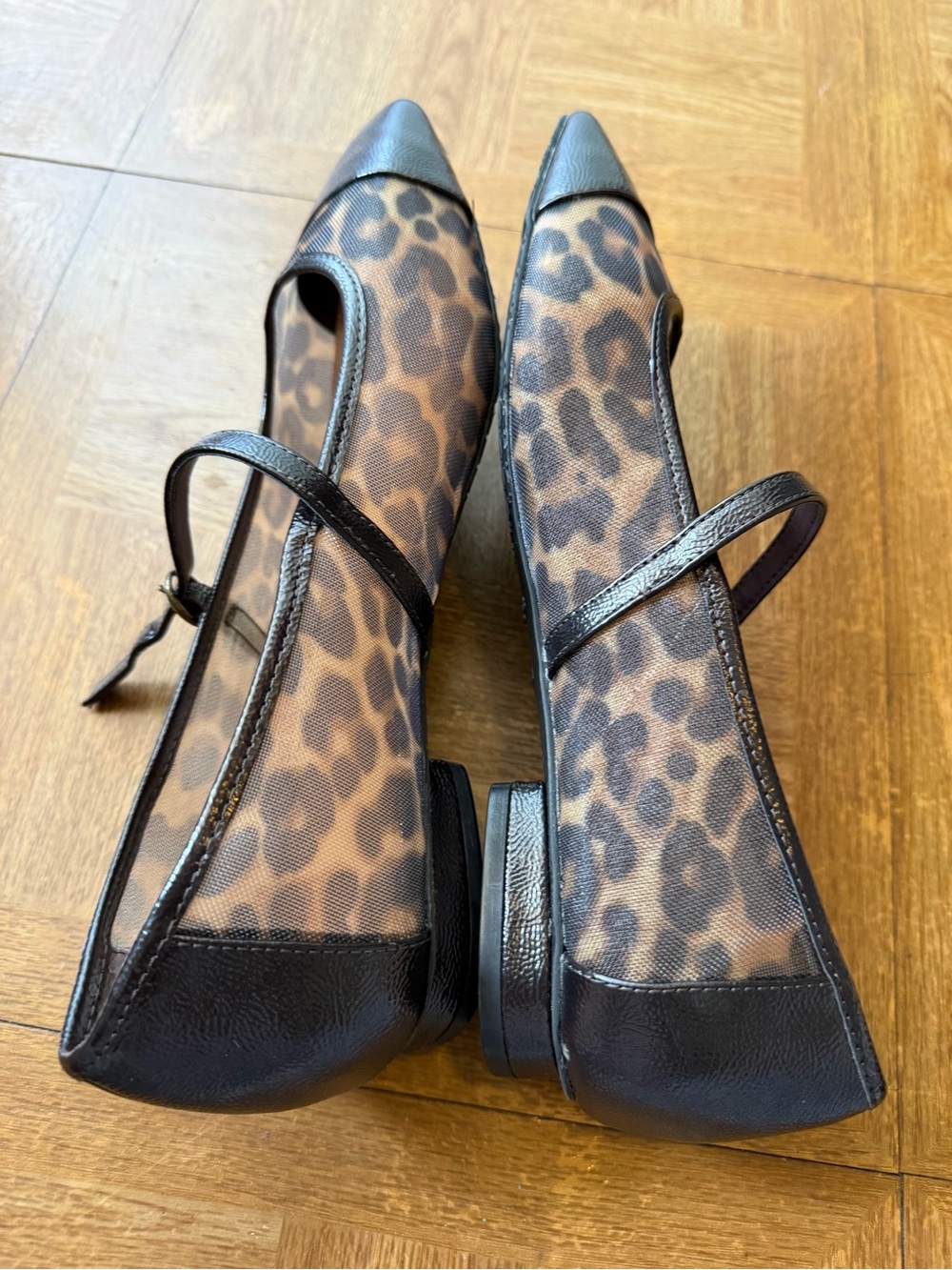 Donald J. Pliner Ditzy Leopard Print Mary Jane Flats with Black Trim - Picture 11 of 11